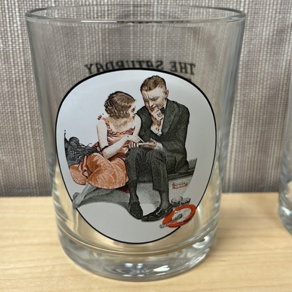 Norman Rockwell Saturday Evening‎ Post 3pc glass set - Picture 3 of 8